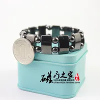 Черные магнитные гематитовые браслеты с круглыми бусинами модные ювелирные изделия для мужчин и женщин - изображение