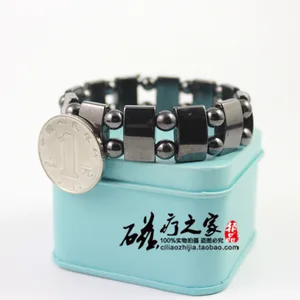 Черные магнитные гематитовые браслеты с круглыми бусинами модные ювелирные изделия для мужчин и женщин - изображение