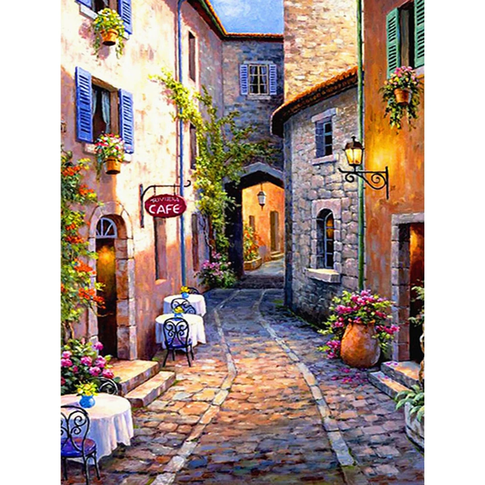 

Diamond Embroidery Landscape Alley Pictures Of Rhinestones Full Square Round Diamond Painting Scenery Cross Stitch Kit a1529
