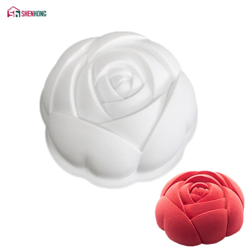 

SHENHONG Rose Flowers Cake Mould Silikonform Lifelike Moule Silicone Mold For Baking Frozen Fondant Mousse DIY Baking Dresser