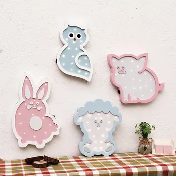 

Creative Wood Animal LED Night Light Cartoon Bedside Wall Night Lamp Light Children Baby Kids Bedroom Home Decorative Lighting