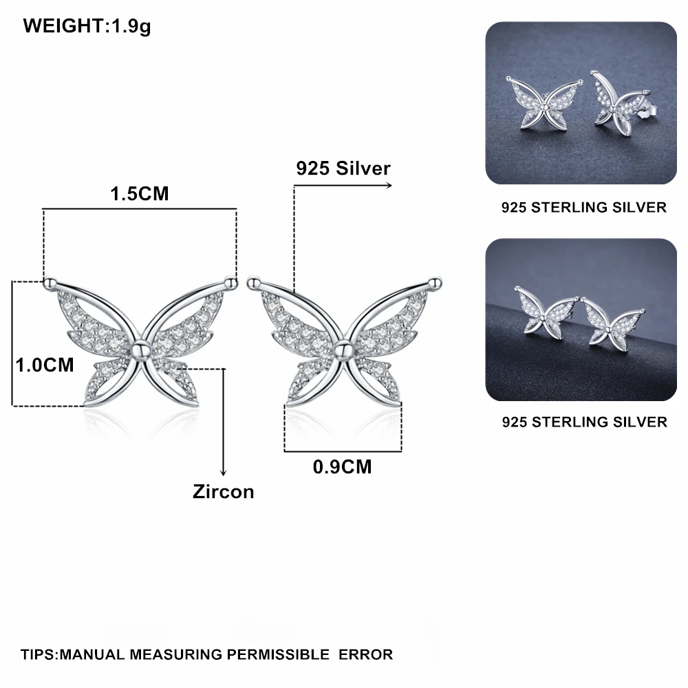 SODROV 925 пробы Серебряные ювелирные изделия Природные бабочка вечерние серьги украшения из серебра 925 пробы для Для женщин Bijoux I111