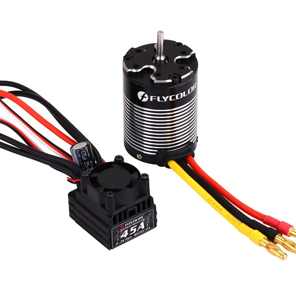 

High Quality Flycolor 3650 3000KV Brushless Waterproof Sensorless Motor +45A ESC Combo Set for 1/10 Rc Car Electric Parts