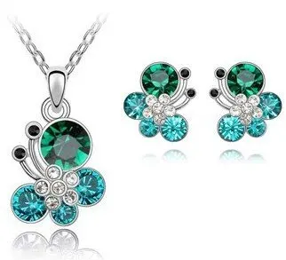 

Austrian Crystal Butterfly Pendant fashion Jewelry Set gifts women lover Free drop Shipping quality birthday girl party Couples