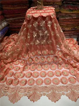 

High Quality Mesh Beaded African Lace Fabric Latest Applique French Lace Fabric Guipure Bride Nigerian Lace Fabrics (TS-4-19