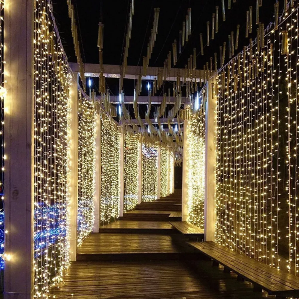

6x3m 600leds Remote Control Indoor Drop LED Light LED Curtain String Light for Wedding Home Garden Party Decor Light