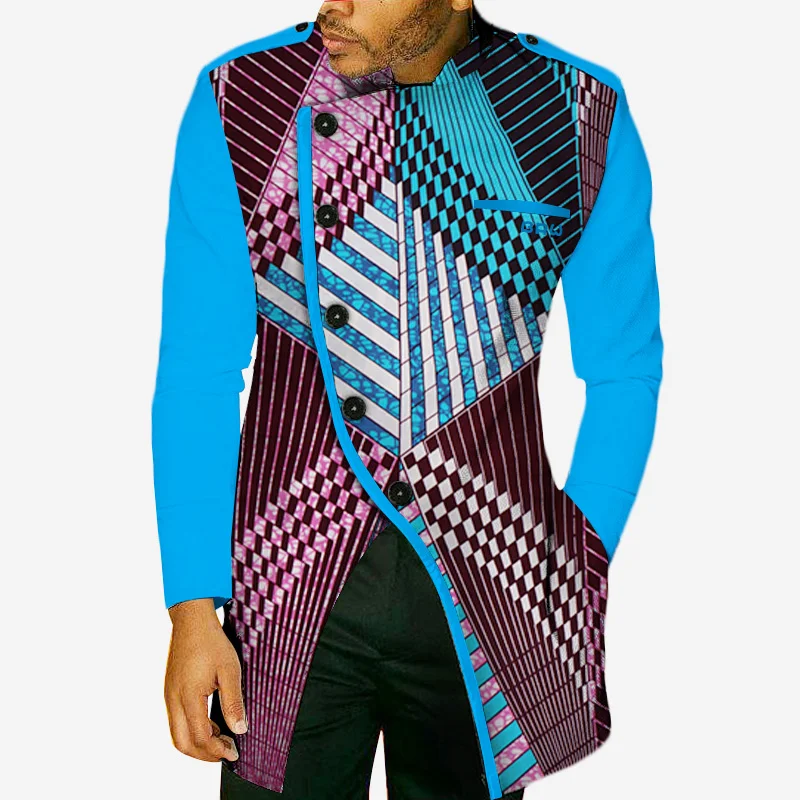 Kopen Goedkoop Mode Herfst Afrikaanse Wax Print Lange Mouwen Top Shirts Voor Mannen Bazin Riche