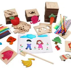Трафареты для рисования и набор шаблонов для детей/включает в себя животных, фруктов, растений формы повышения детского творчества награды