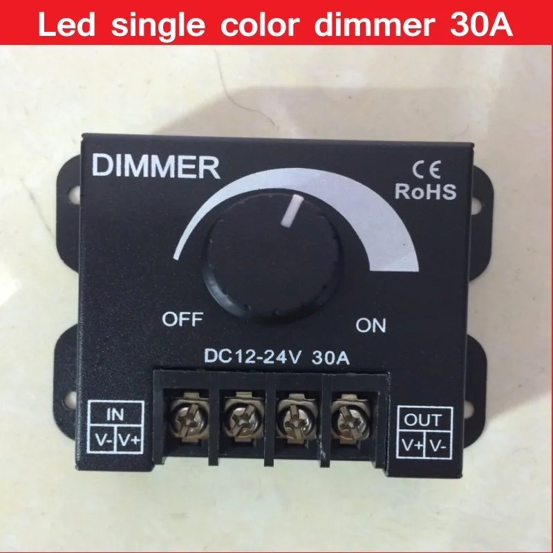 30A 360 Вт LED один Цвет диммер Яркость контроллер для DC 12 В 24 В 5050 5630 5730 3014 4014 2835 8520 светодиодные полосы света