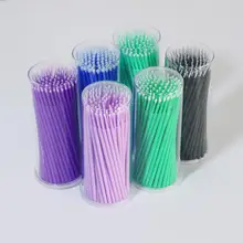 100Pcs/Pack Hot Lint Disposable Makeup Brushes Individual Lash Removing Tools Swab Micro brushes Eyelash Extension Tools