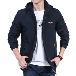 Новое поступление Для мужчин ветровка куртка Вышивка Марка Tace & Shark ветрозащитный осенняя куртка с капюшоном съемный 2018 осеннее пальто