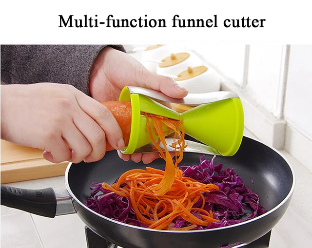 Vegetable Cutter Spiral Funnel Cucumber Carrot Slicer Grater Shredder Tool