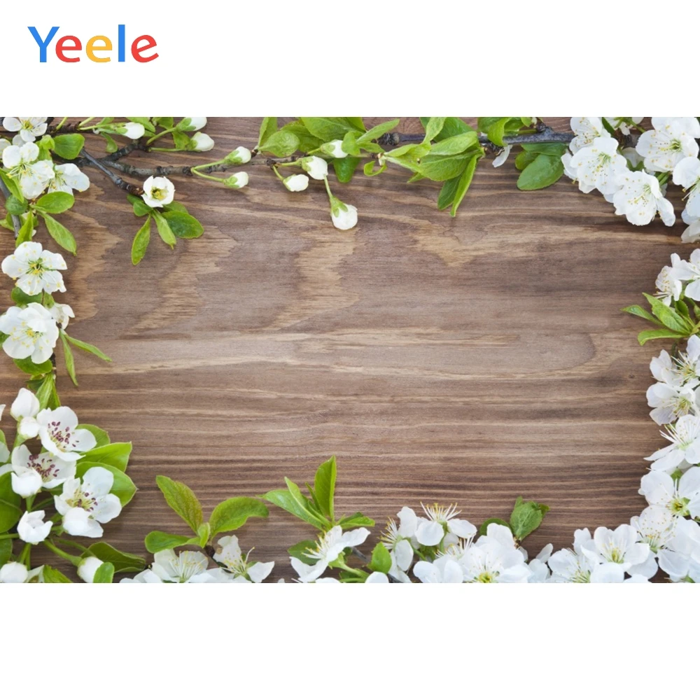 

Yeele Brown Wooden Board Backdrops White Flower Photography Background Customized Photographic Backdrop For Photo Studio