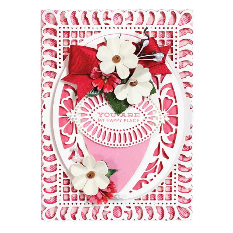 

YaMinSanNiO Frame Metal Cutting Dies Scrapbooking For Card Making DIY Embossing Cuts New Craft Oval Pattern Cover