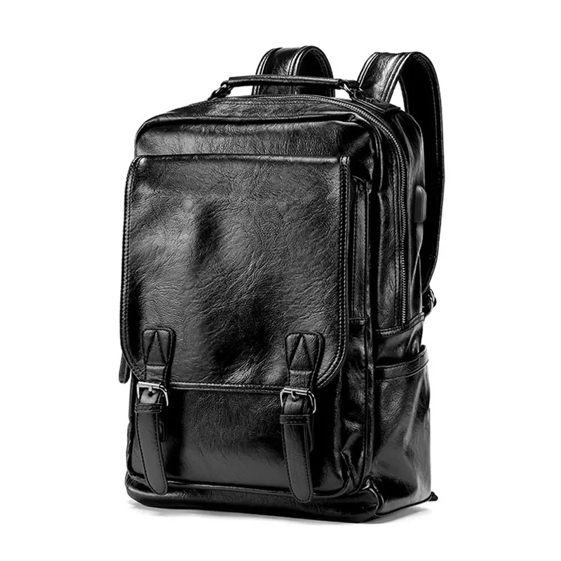 High Quality Men 'S Backpack Leather Travel Bags With Usb Charging For Male Bolsa Shoulder Bags