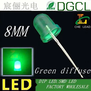 

High brightness Green 8mm diffused led diode 520-530nm Round dip led 3.0-3.5V(CE&Rosh)