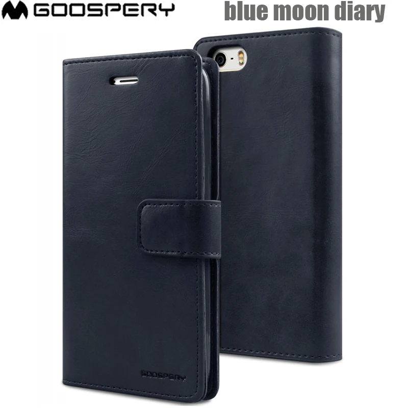 

Original Mercury Goospery Blue Moon Diary TPU Soft Inner Media Flip Stand Card Wallet Case for iPhone 5 5s SE