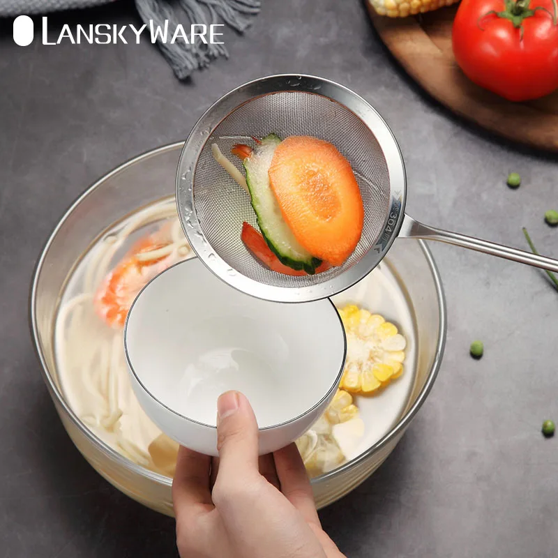 LANSKYWARE овощи остаток дуршлаг 304 сито из нержавеющей стали с деревянная ручка кухонная сито кухонные аксессуары