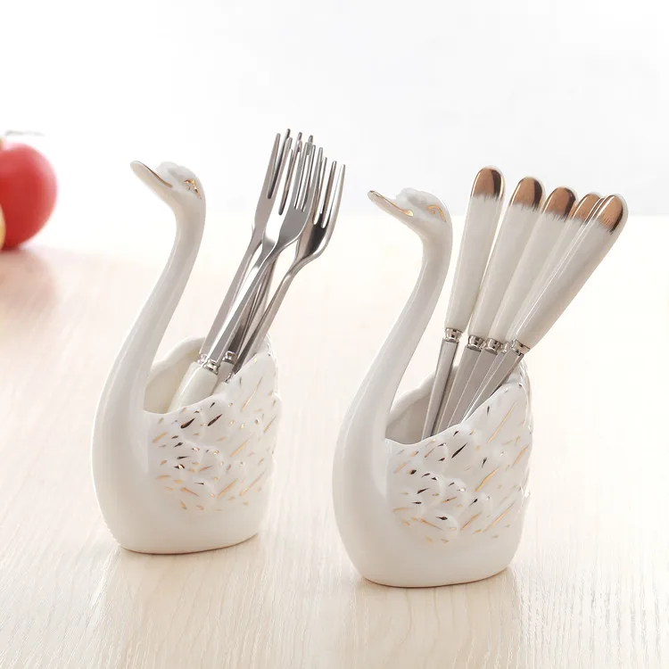 Креативная посуда Лебедь керамические вилки для фруктов фруктовый десерт столовая вилка набор
