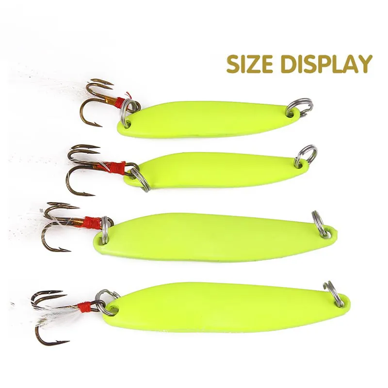 

1pcs Winter Metal Spinner Spoon Fishing Lure Hard Bait Sequins Noise Paillette with Feather Treble Hook Luminous Tackle