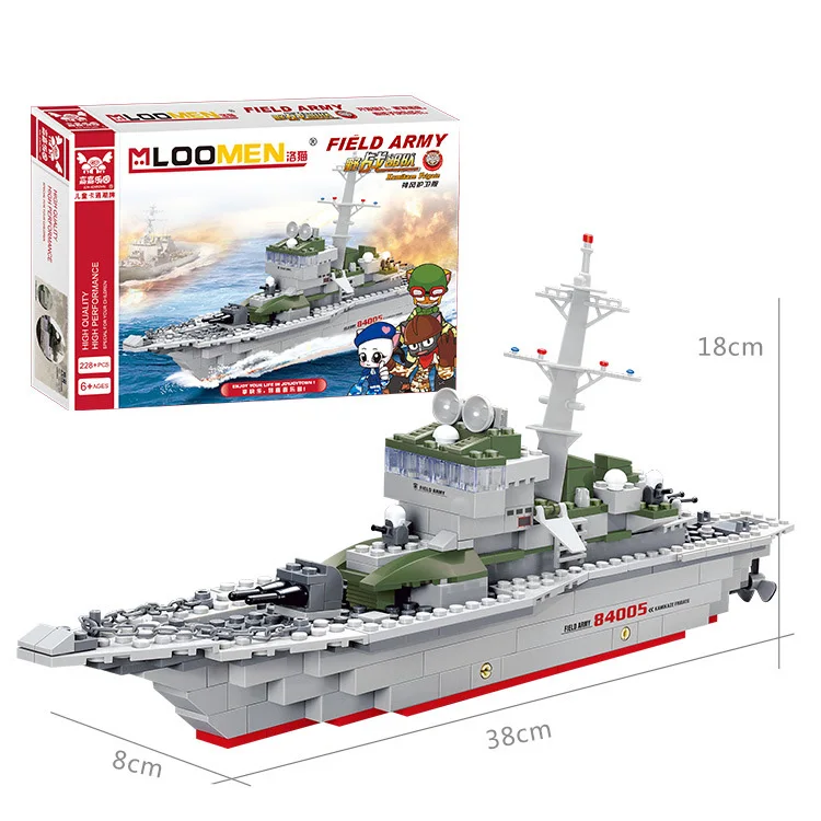 

228PCS DIY Aircraft Carrier Naval Ship Warship Building Blocks Plastic Toys Kit Small Particles Building Blocks Educational Toy