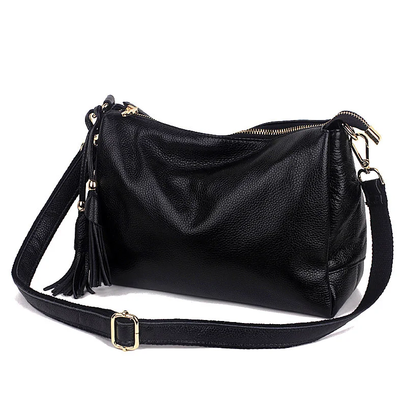 Fashion concise free casual messenger bags Quality Italian soft calfskin delicate fringe decorated women
