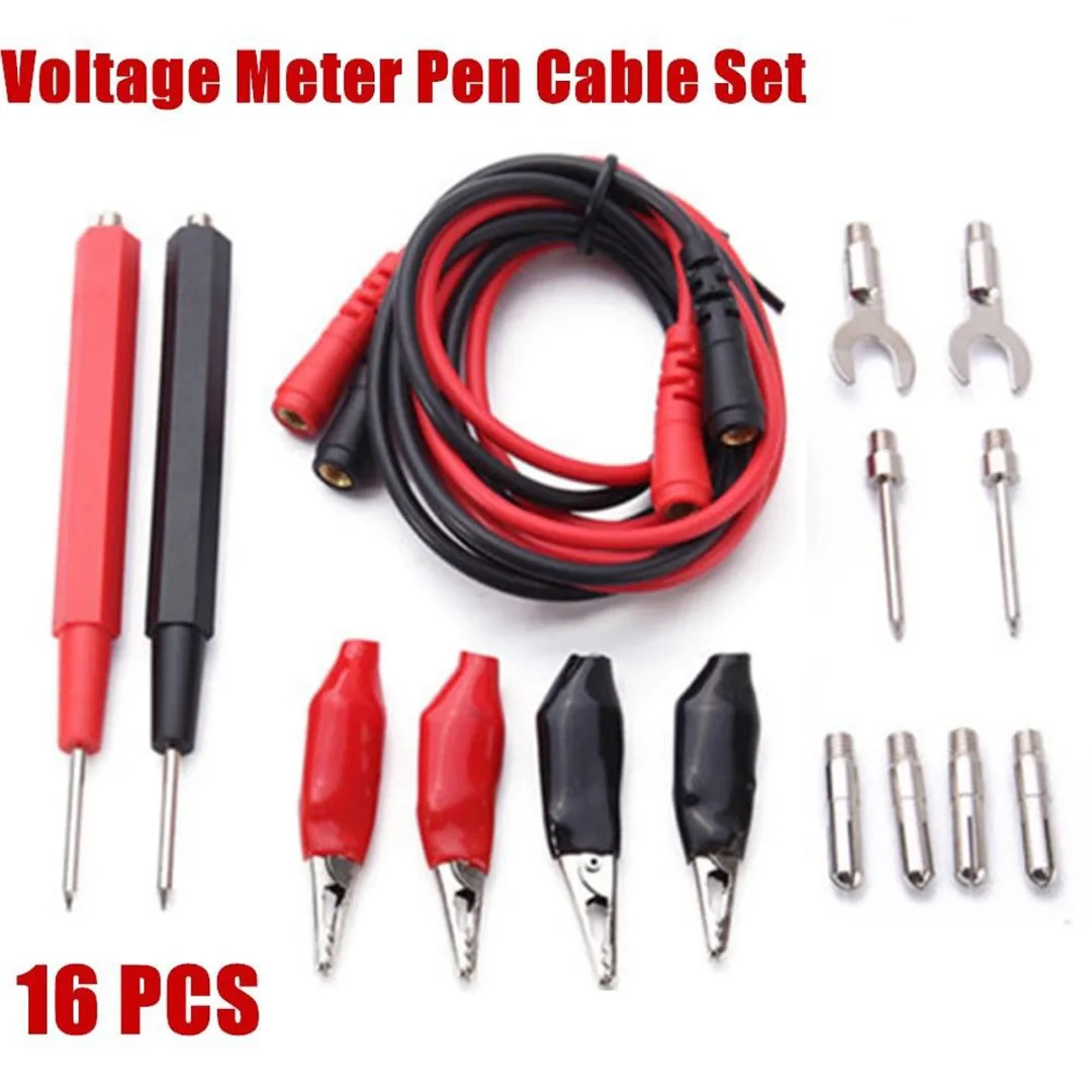 16pcs Multifunction Digital Multimeter Test Leads Probes Voltage Meter Cable Kit Copper Alligator Clip Accessories Set