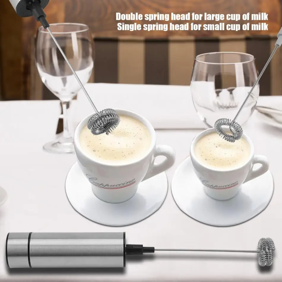 Ручной Электрический молоковзбиватель кофе пенообразователь с одиночной двойной головкой из нержавеющей стали
