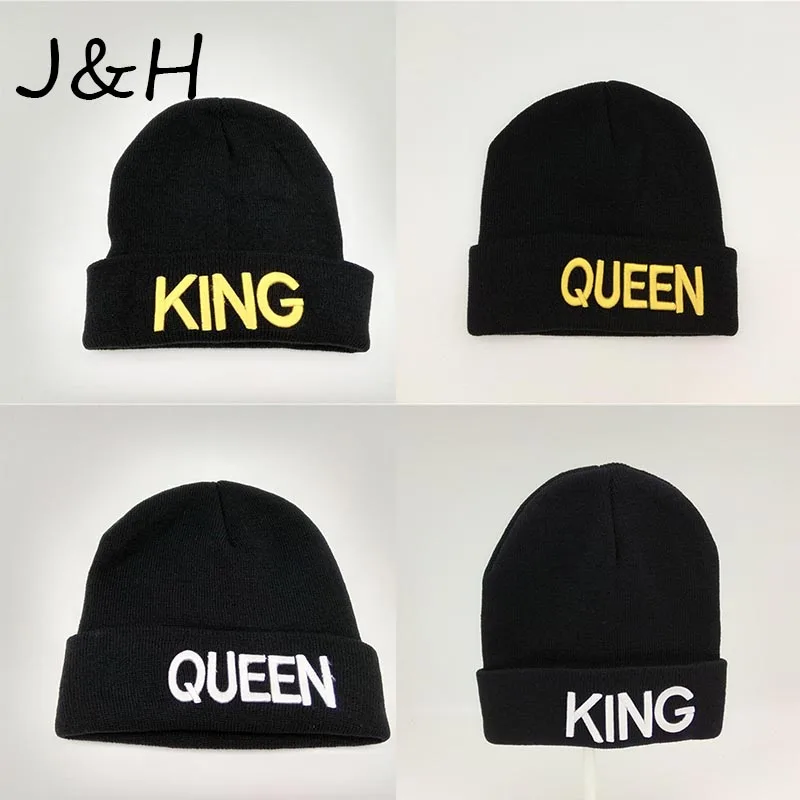 Lover King Queen Beanie мужские и женские шапки Skullies зимние шапка вязаная хип-хоп женская
