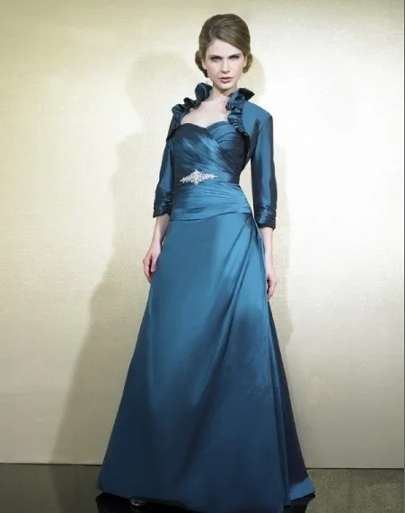 

free shipping 2013 new design vestidos de fiesta taffeta blue long dress party evening elegant dresses formal gowns with jacket