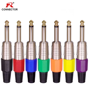 

1pc 6.35mm 1/4" Male Mono Plug 6.35mm Connector Mono Audio Plug Jack 6.5mm Amplifier Microphone Plug 7 Colors Available