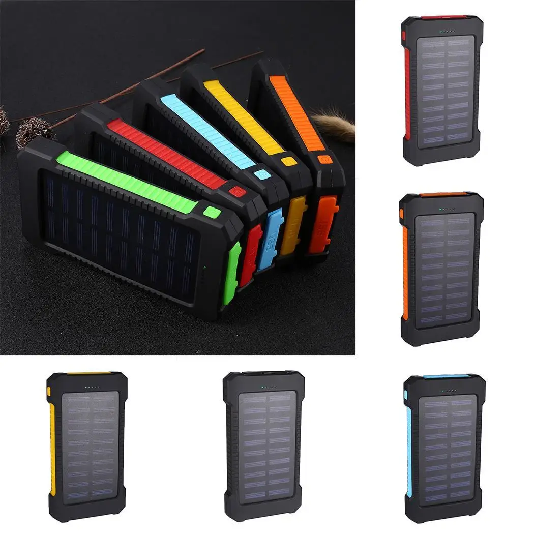 30000mAh внешний Солнечный портативный 2 USB аккумулятор Powerbank вешалка компас Пыльник