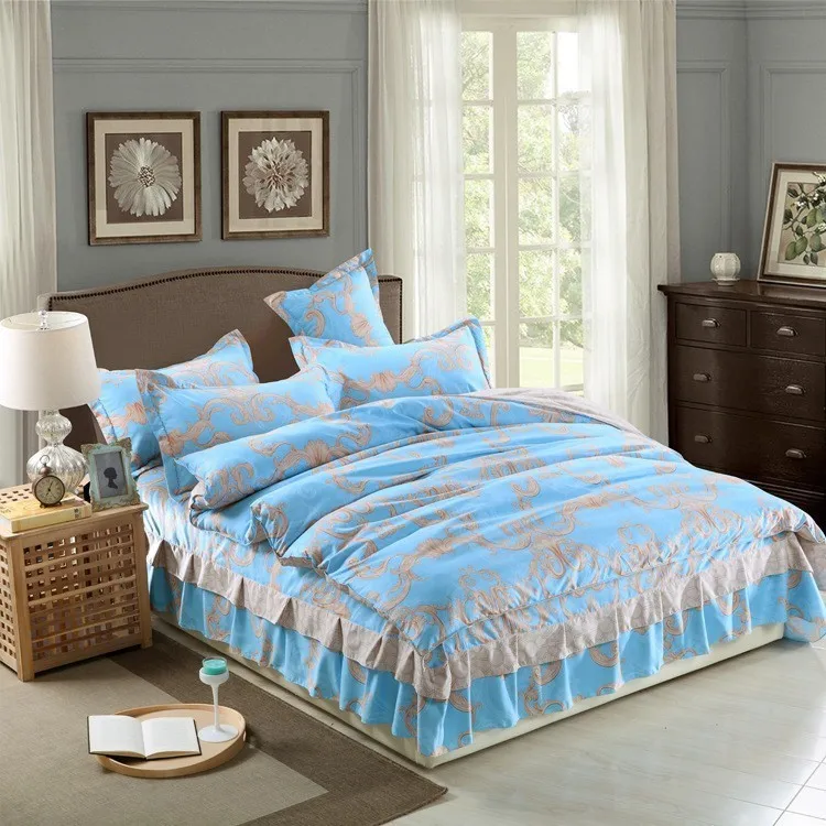 

Thickened warm bedding skirt four-piece new cotton cover