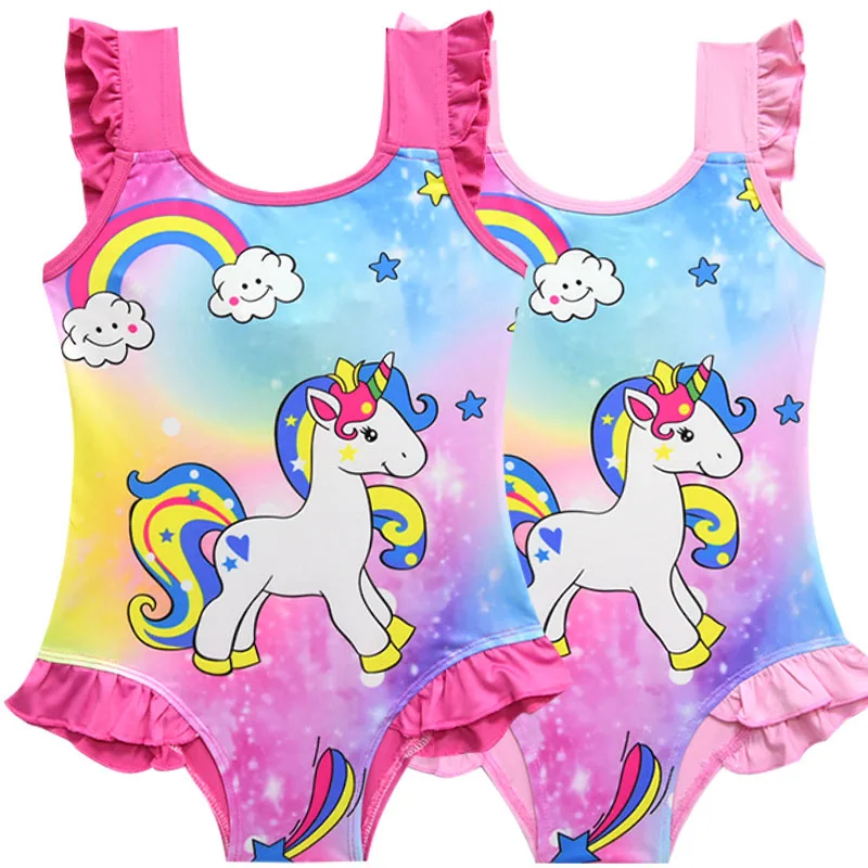

Summer Baby Girl Clothes Print Unicorn Dress for Girls Bikini Beach Kids Swim wear Princess Dresses Unicorns Children Swimsuit