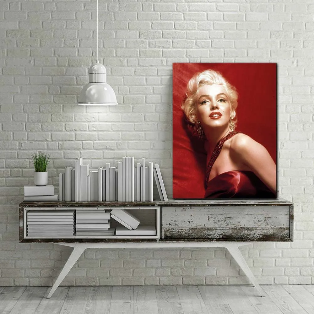 Modern Red Marilyn Monroe Portrait Wall Pictures Canvas Art Print