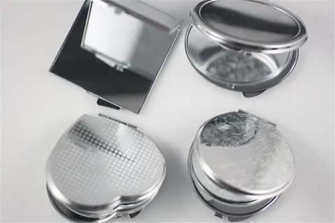 Lote em Branco Espelho de Metal Makeup Compact Espelho Portátil Dobrável 60 Pçs –