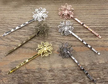 

18mm Blank Bobby Pins Hairpins Base Vintage Filigree Flower Hair Clip Findings Hair Accessories for Women Hair Headwear