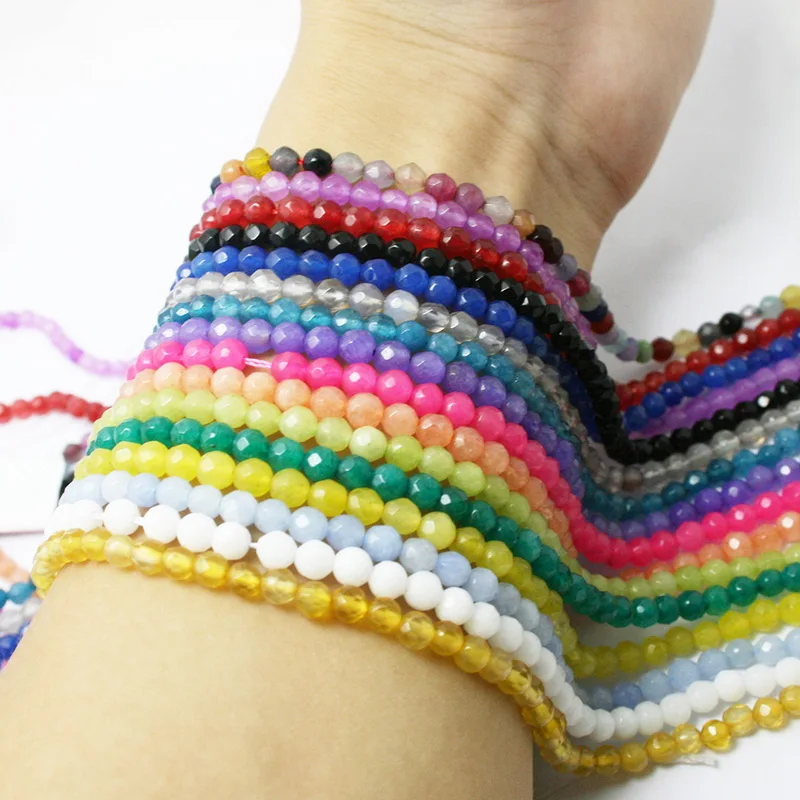 

Wholesale Pick Colors Natural Gem Stone Beads Dyed 4mm 85pcs/strand Faceted Loose Beads for Bracelet DIY Jewelry Making
