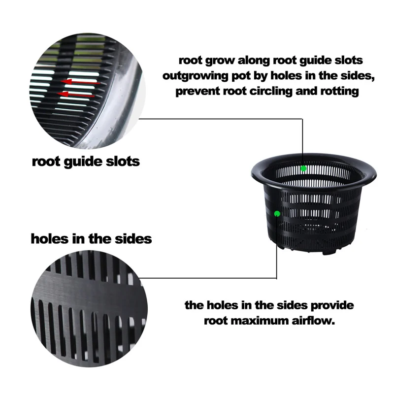 Meshpot 8 Inches Plastic Orchid Pot With Holes,Double Layers Garden Pot,Planter Container Root Controlling Patent Technology