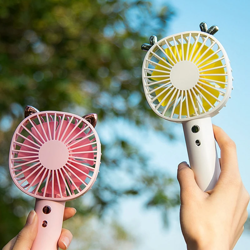 Creative Cute USB Handheld Mini Charging Fan Silent Summer Portable Small Fan Car Mini Fan