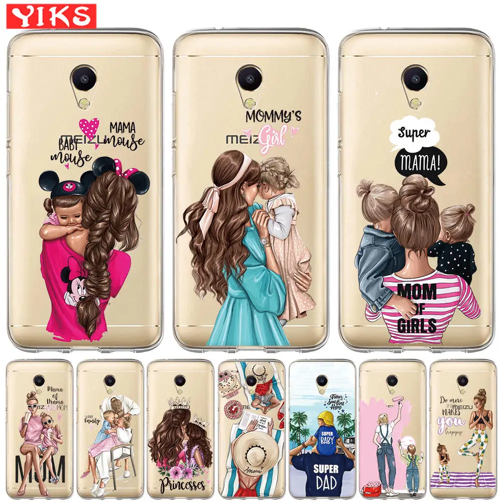 

Happy Family Phone Case For Meizu 16th M6 M5 M5C M5S M3 M3S U10 U20 Pro 6 Soft Slicone Cover Super Mom Baby Girl Pattern Cover