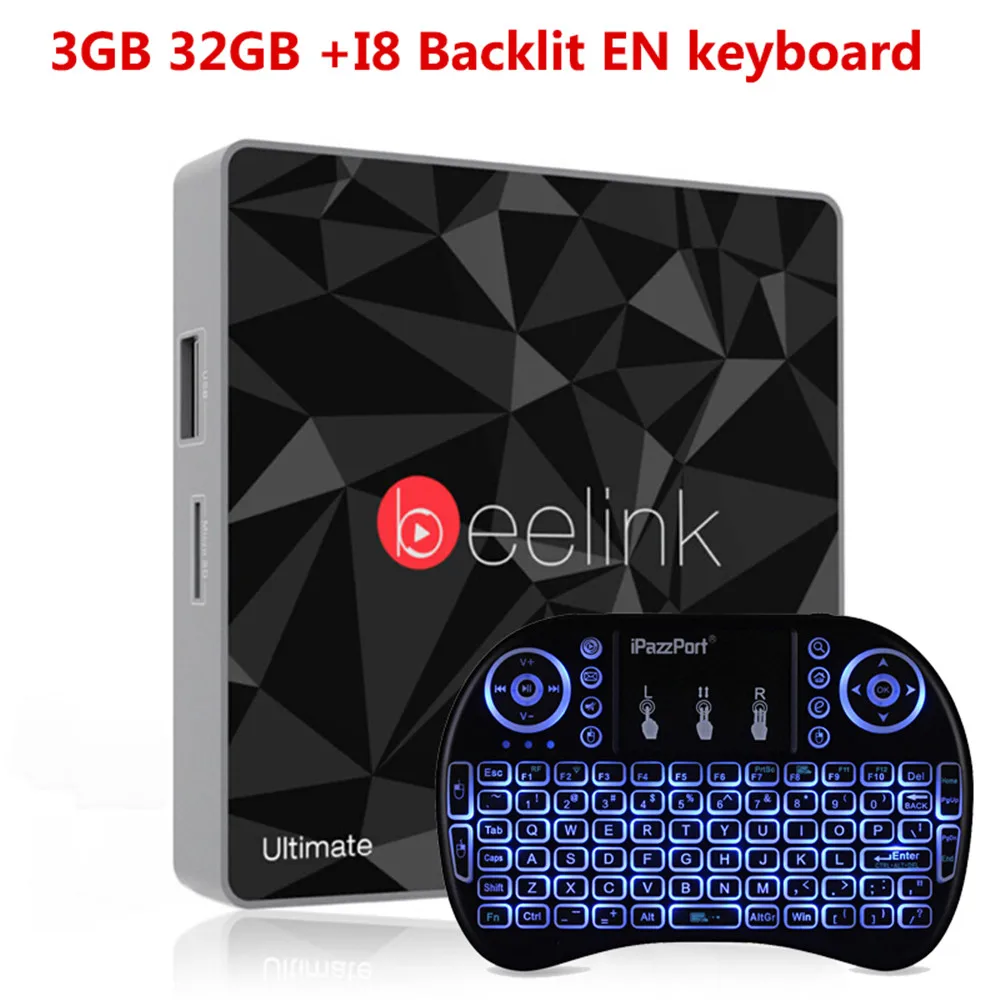 Beelink GT1 Ultimate tv Box Amlogic S912 3+ 32 ГБ Восьмиядерный Android 7,1 медиаплеер 5G wifi Bluetooth 4,0 телеприставка 2 шт./лот - Цвет: 3 32G I8 EN Keyboard