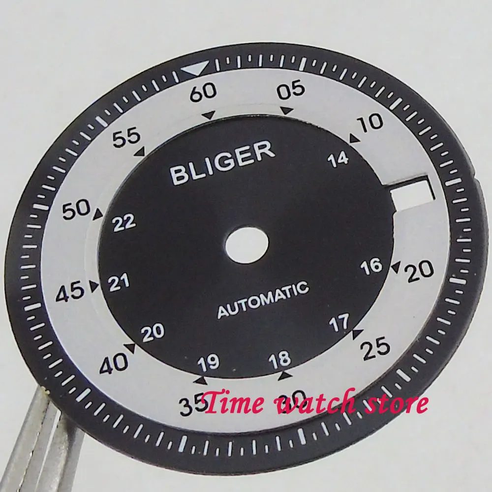 Часы BLIGER черные/белые 28 5 мм двойной часовой пояс подходит для DG 2813 MIYOTA 8215 механизм