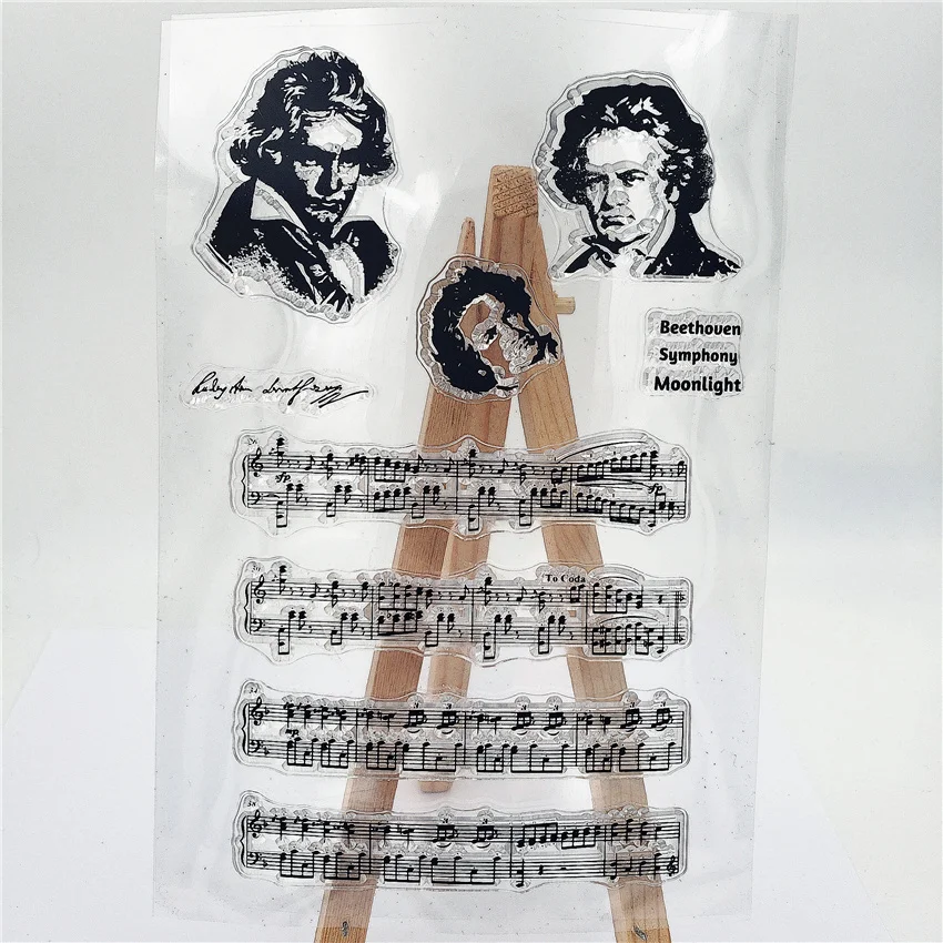 

Beethoven Piano Stamps Clear Stamp Rubber Transparent Silicone Seal for DIY Scrapbooking Photo Album Decorative Template Crafts