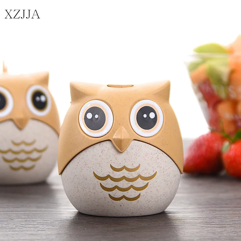 

XZJJA Environmental Protection Wheat Straw Toothpick Holder Cute Cartoon Owl Toothpick Cotton Swab Holder Tooth Pick Dispenser