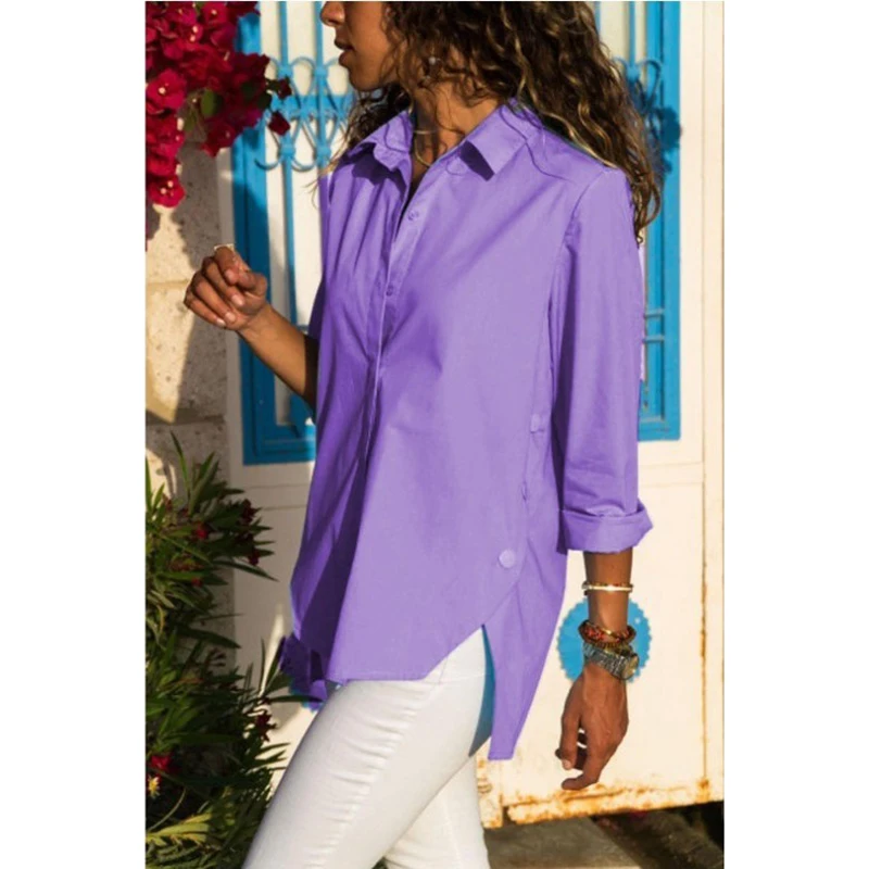 Sexy V cuello camisa de gasa de Mujer de moda de manga larga Irregular blusas Color sólido cuello camisas Ropa de Mujer WS9817U Sexy V cuello camisa de gasa de Mujer de moda de manga larga Irregular blusas Color sólido cuello camisas Ropa de Mujer WS9817U