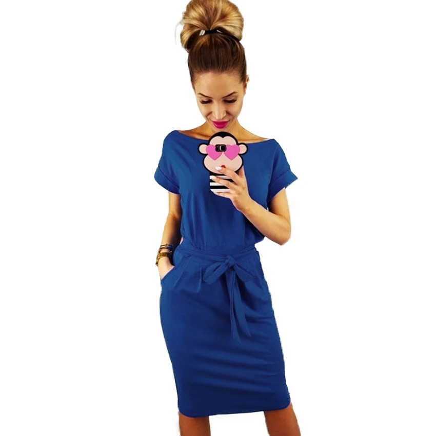

Sexy Bodycon Dress Women Summer Casual Lace-Up Short Sleeve Ladies Dress Loose Pocket Elegant Party Dresses Retro Office Dresses