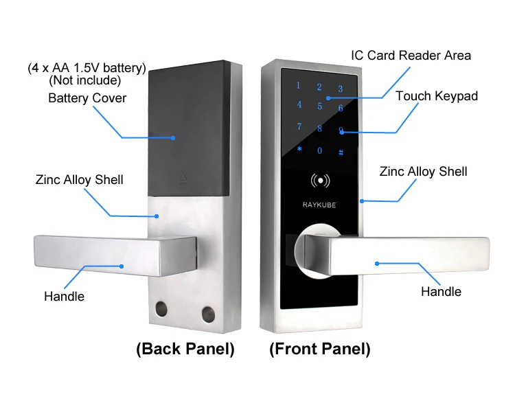 RAYKUBE электронный дверной замок приложение Bluetooth/цифровой код/IC карта разблокировка отель замок водонепроницаемый IP65 врезной дверной замок TL101