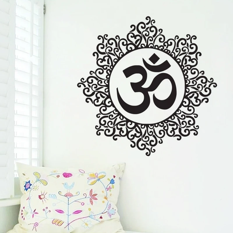 

ZOOYOO Living Room Decoration Om Symbol Wall Sticker Mandala Pattern Indian Yoga Home Decor Vinyl Art Murals