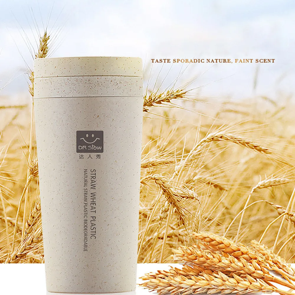 

Kitchen Wheat Straw Double Insulated Gift Mug Tumbler With Lid Eco-friendly Travel Mug Coffee Winter Thermos Cup